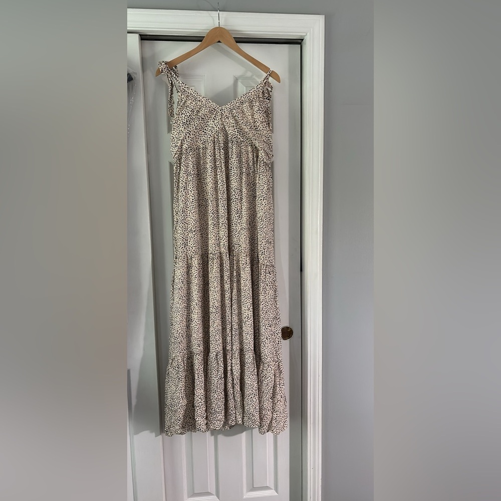 Express Tan and Brown Tiered Halter Maxi Sundress